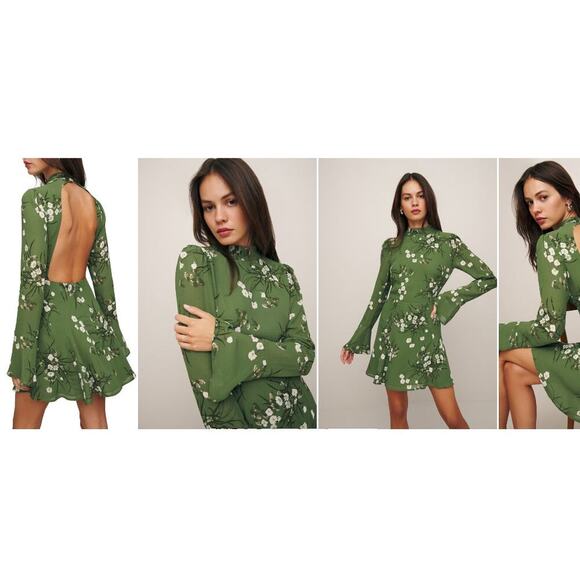 Reformation Womens Persis Floral Minidress Multicolor Size 8 NWT - Picture 3 of 8